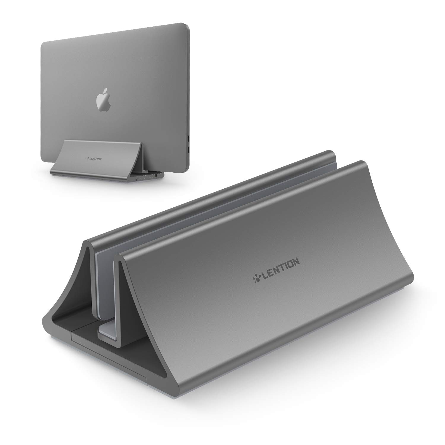 Aluminum Space-Saving Vertical Desktop Stand for MacBook Air/Pro 16 13 15, iPad Pro 12.9, Chromebook and 11 to 17-inch Laptop