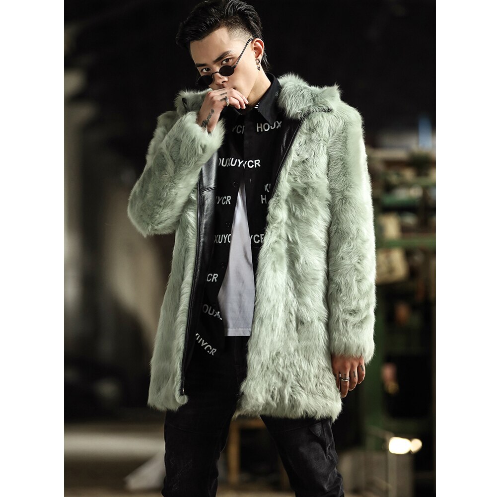 2019 New Mens Shearling Jacket Sheepskin Coat Wool Coat Long Fur Coat Hooded Mens Winter Coats Trench Coat