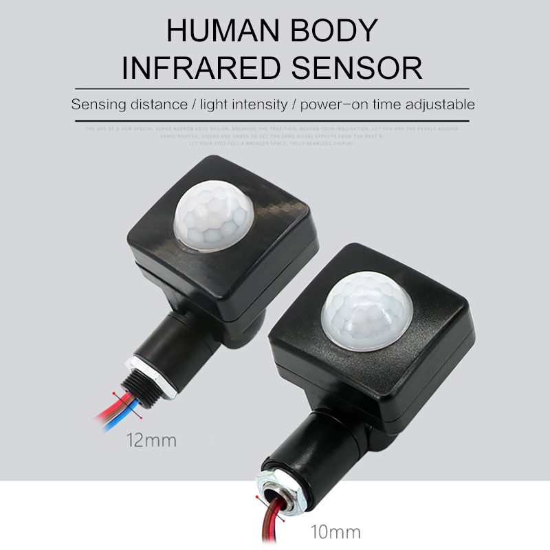 1pcs Mini LED Flood Light PIR Motion Sensor Switch Detector Outdoor IP65 Waterproof 85-265V Motion Sensor Adjustable PIR Switch