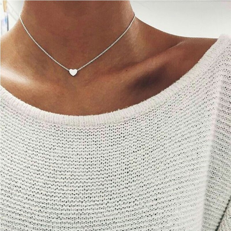 1 Piece women fashion Love Heart Simple Necklace Alloy Peach Heart Pendant Necklace for Girl Clavicle Necklace Fashion Jewelry