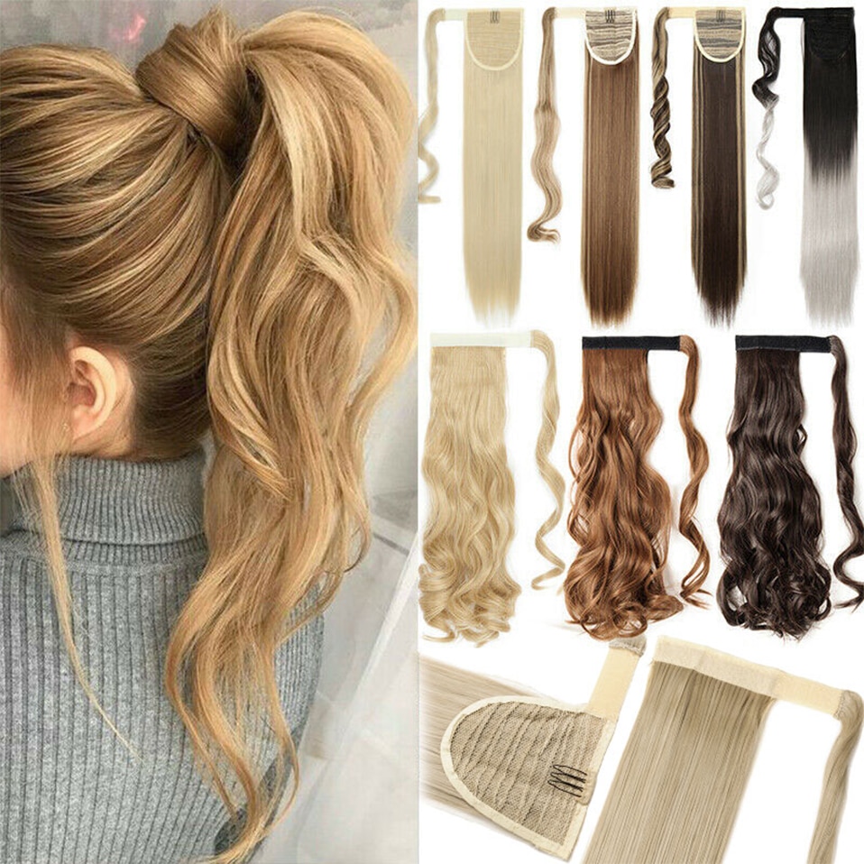 S-noilite Synthetic 17"/23"/26" Long Clip In Ponytail Hair Extension Wrap Around Ponytail Fake Pony Tail Hairpiece For Women