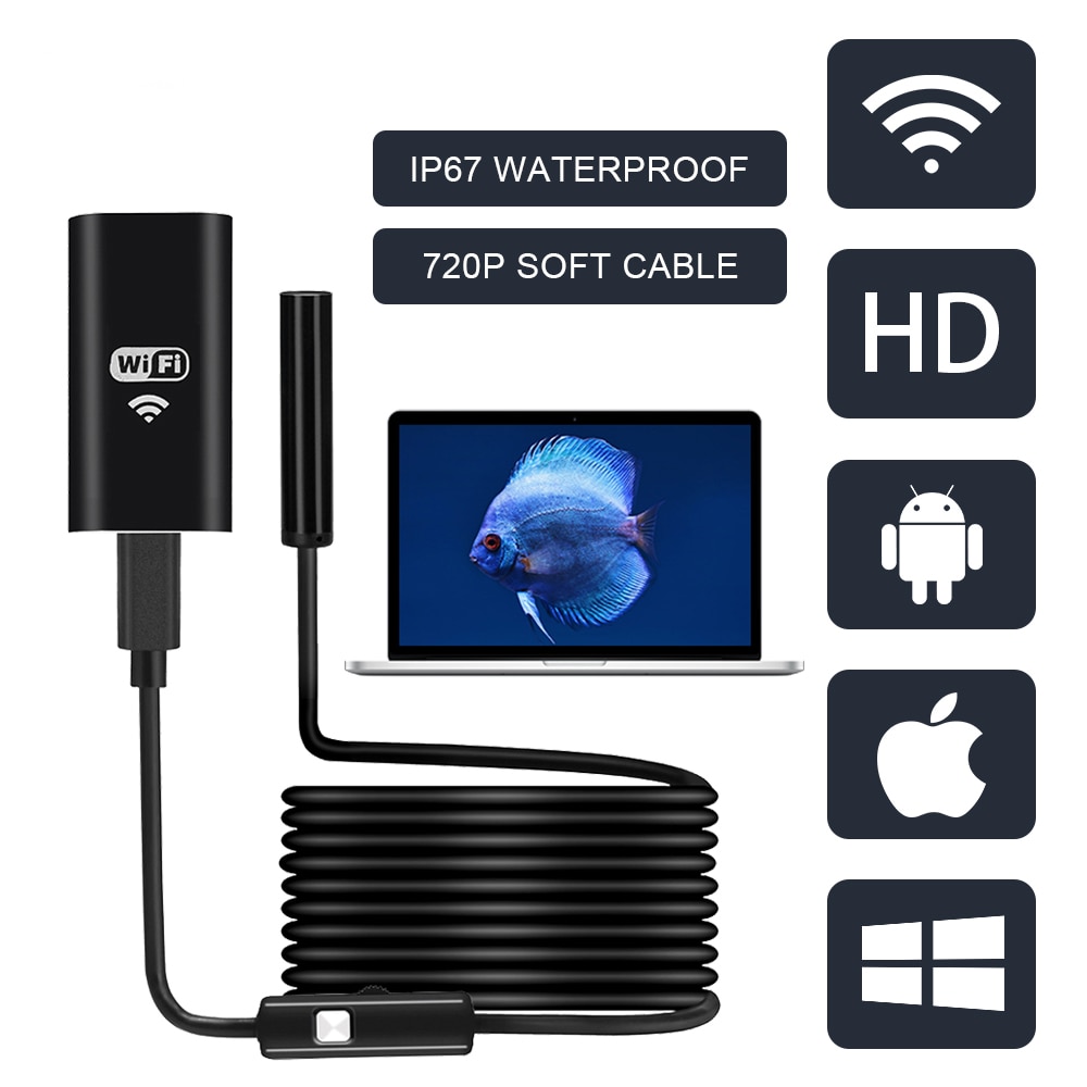 FUERS WIFI Endoscope Camera HD 1200P/720P 8mm Lens Wireless Waterproof Mini Inspection Camera Android IOS Phone WIFI Endoscope