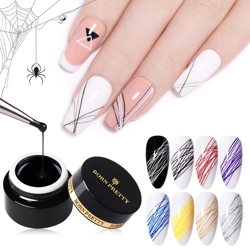 BORN PRETTY Nail Wire Drawing Gel Polish Creative Point To Line Painting Gel Polish Spider Thick Elastic Paint 5ml 27 Colors