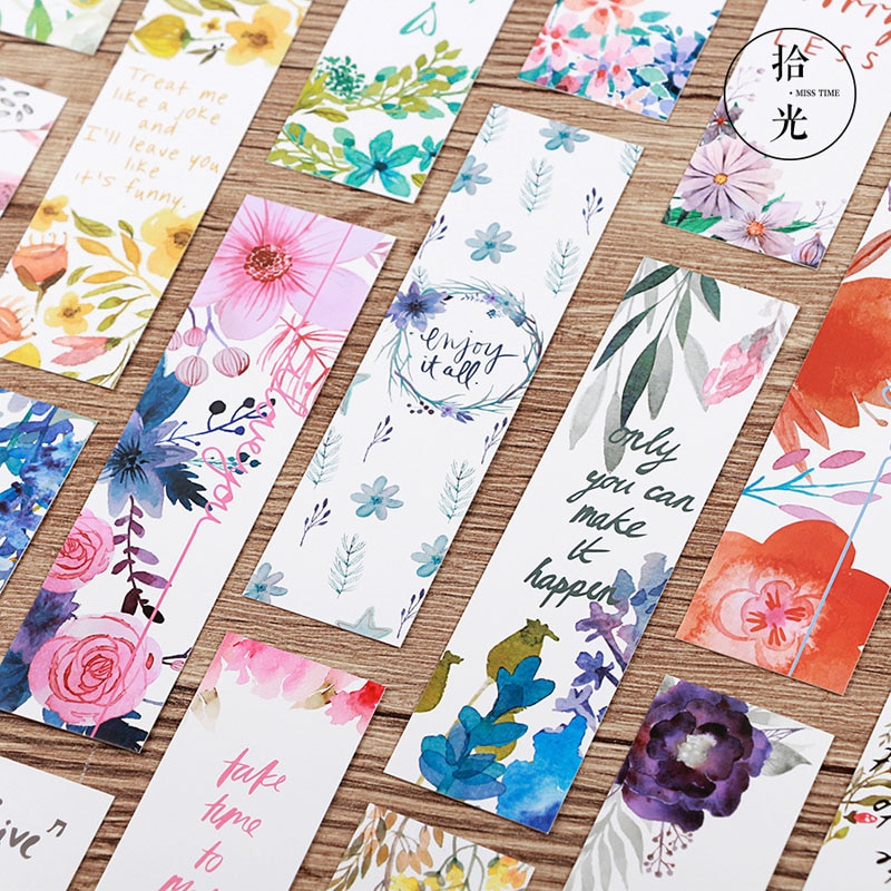 30 pcs/set Beautiful Flowers Bookmarks Message Cards Book Notes Paper Page Holder for Books School Office Supplies Stationery