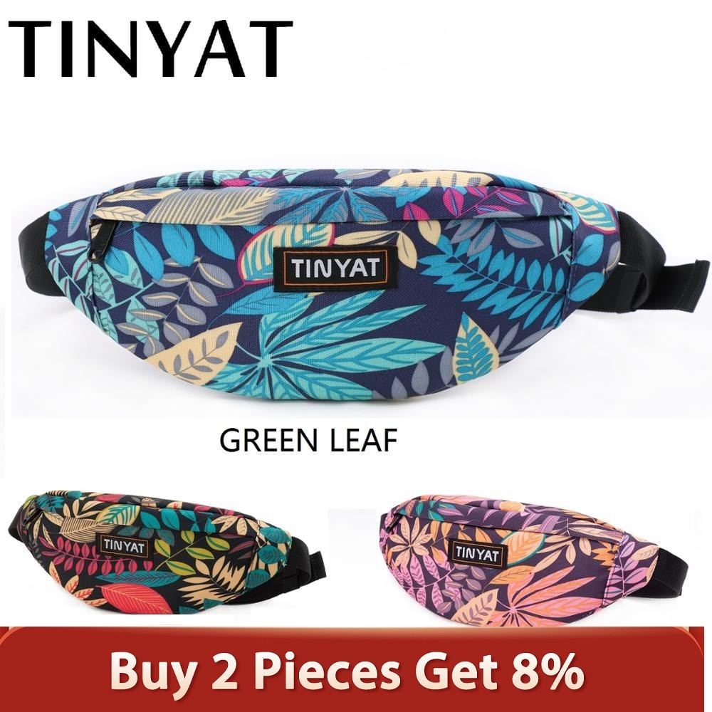 TINYAT Print Leaf Waist pack Bag For Men Women Fashion Casual Men's Belt Bag Pouch Travel Female Banana bags Kid Fanny pack Bags