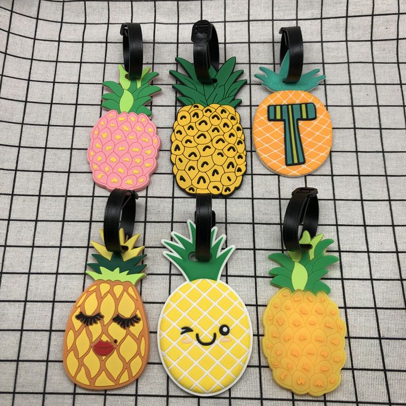 1pcs Pineapple Travel Accessories Creative Luggage Tag PVC Suitcase ID Address Holder Baggage Boarding Tags Portable Label