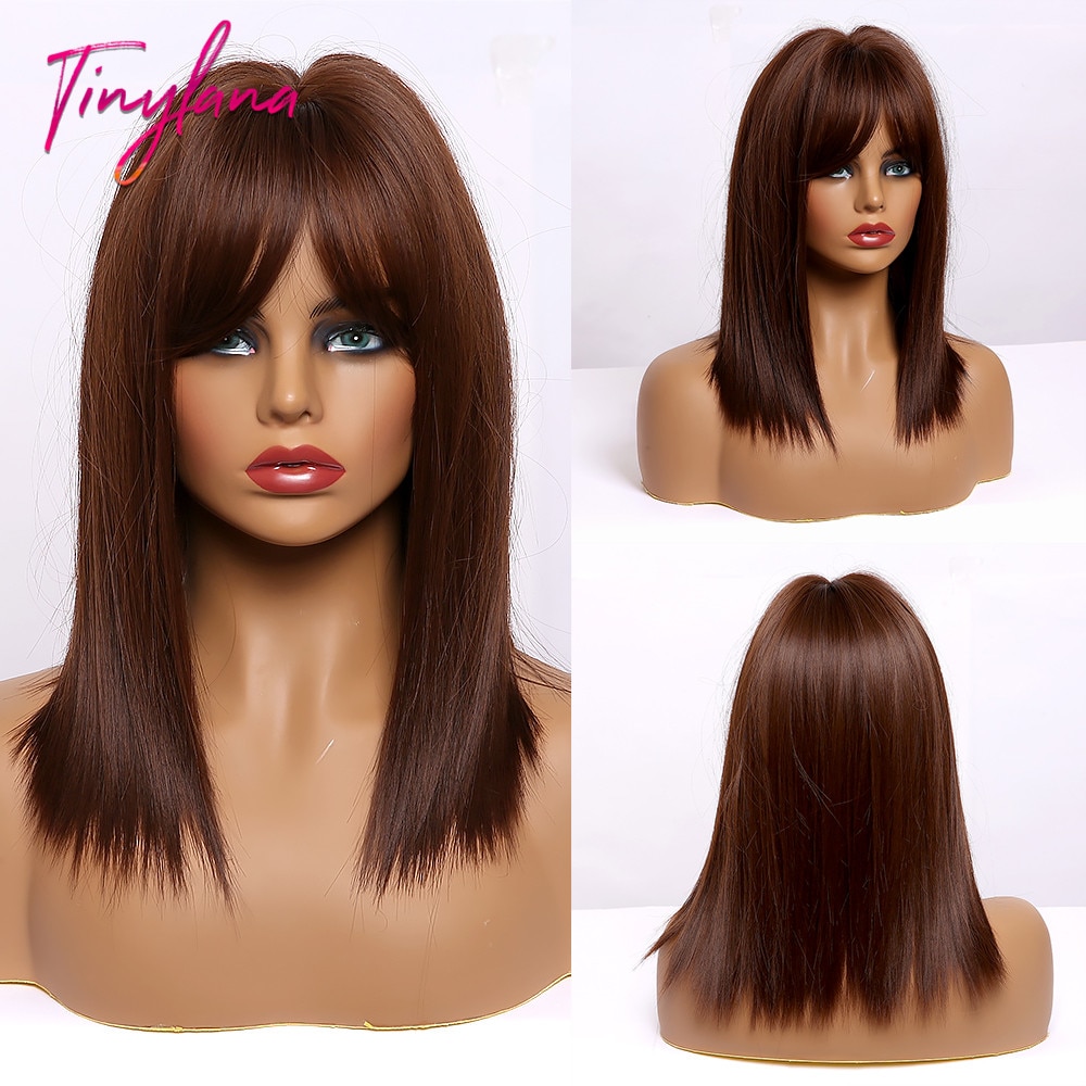 TINY LANA Short Straight Bobo Hair Honey Brown Blonde For America Africa Woman wigs Cosplay Party Synthetic Wigs Heat Resistant