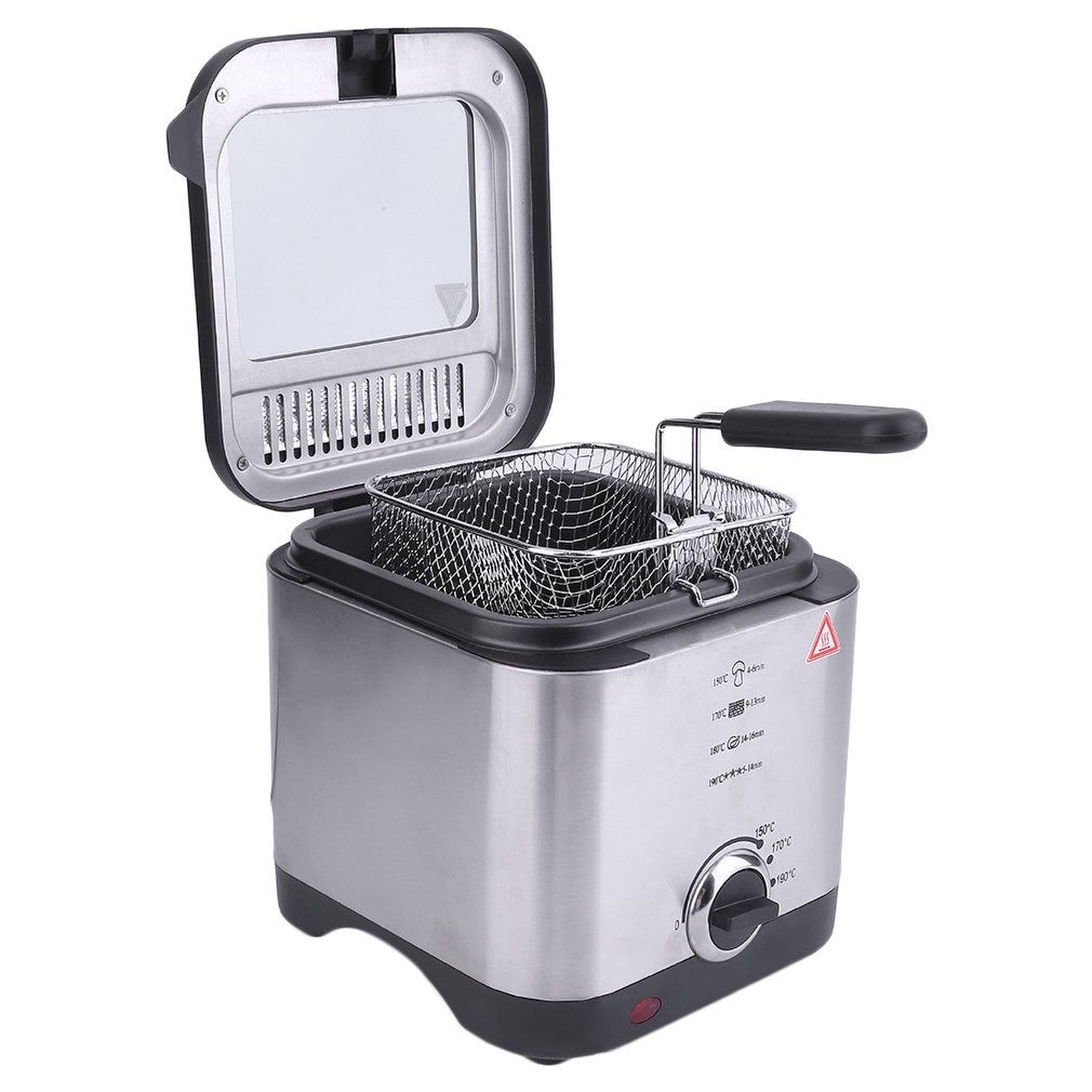Compact 900W 1.5 Litre Chip Pan Basket Non Stick Oil Fry 900W Stainless Steel Deep Fat Fryer Kitchen Tools Drop shipping