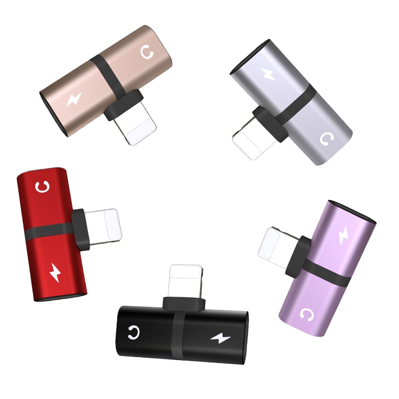 T-shaped Headphone 2-in-1 Dual-port Headphone Adapte for iPhone 12 8 Plus X XS Xs Max 11 Audio Charger Dispenser Accessories