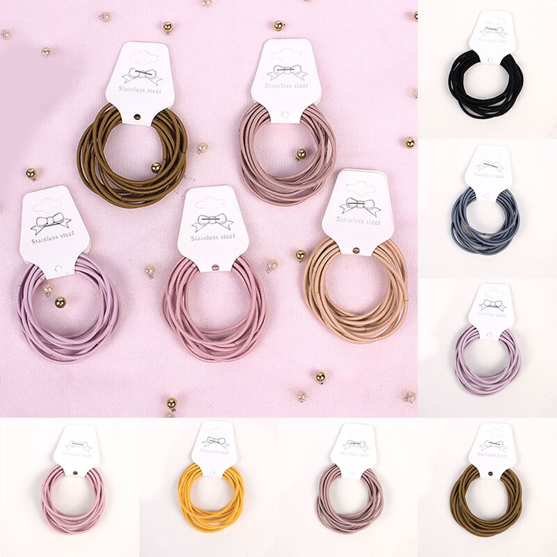 10Pcs High Quality Scrunchies Elastic Cute Women Rubber Bands Solid Hair Bands Hair Ties Rope Ring Hair accessories Ponytail