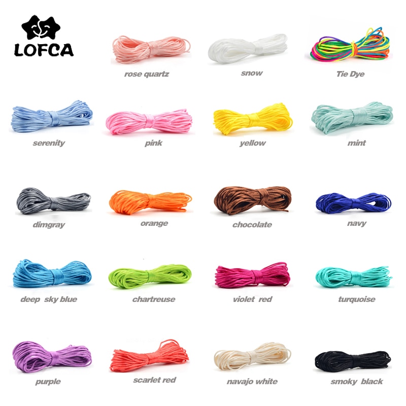 LOFCA 20m Nylon Cord For Teether Necklace Pendant Making Satin Cords Pacifier Clip Chain Accessory String Baby Teething Toy DIY