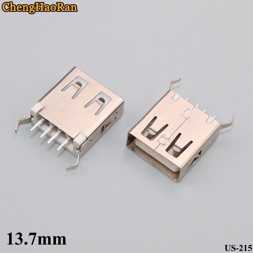 ChengHaoRan 1pcs AF 180 degree vertical crimping length 13.7mm curved foot USB socket USB female connector plug-in board