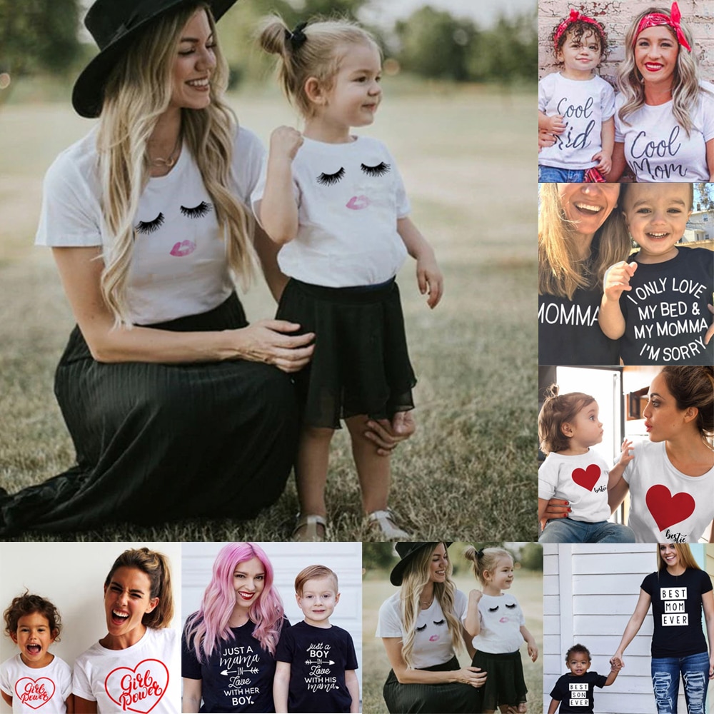 Family Tshirts Boys Girls Mom Mother Mommy and Daughter Son Family T-shirt Family Look Matching T-shirt Mommy Mom and Me Clothes