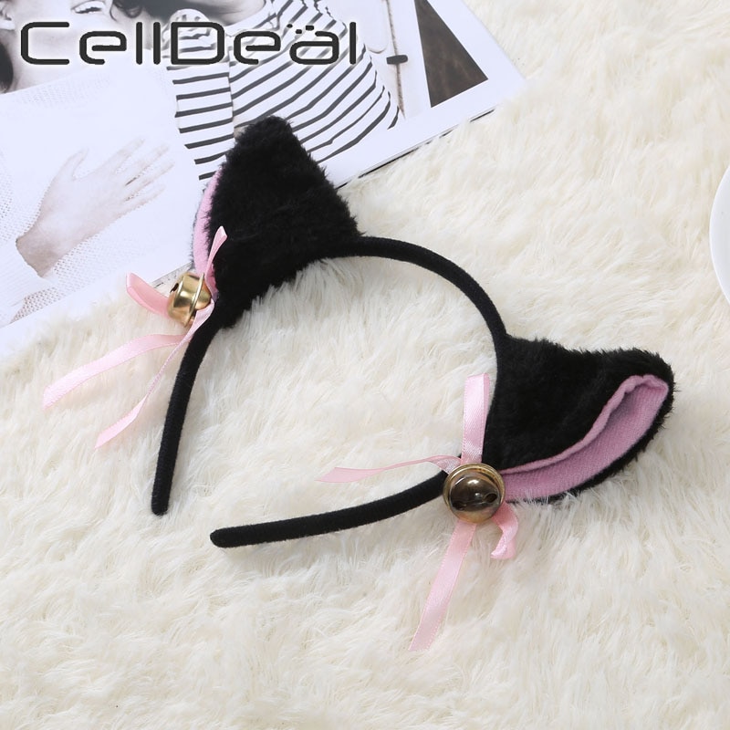 6 Colors Beautiful Masquerade Halloween Cat Ears Cosplay Cat Ear Anime Party Costume Bow Tie Bell Headwear Headband Anime