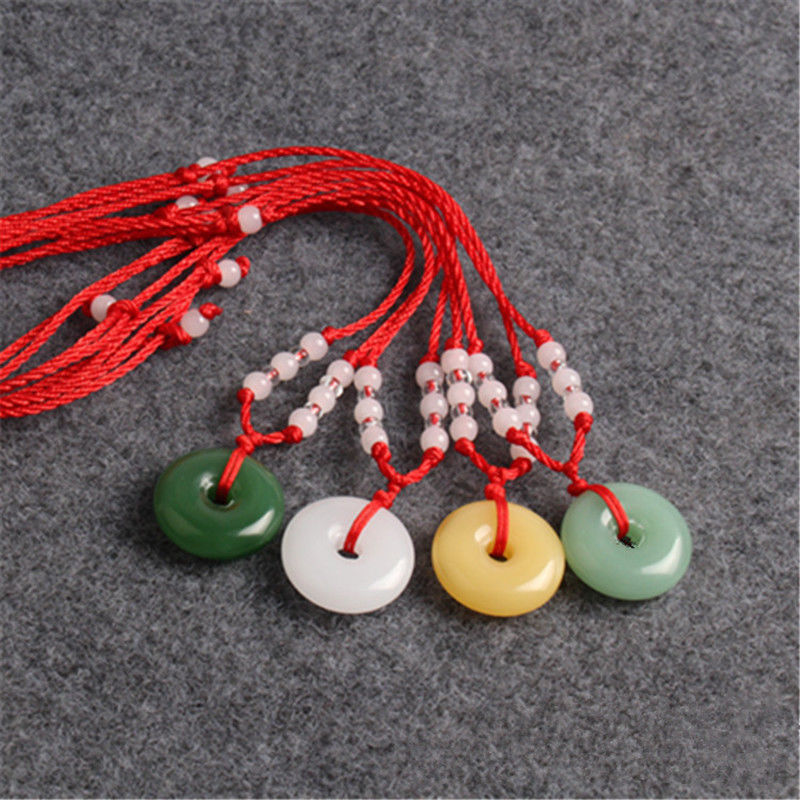 Natural Multicolor Jade Doughnut Pendant Agate Necklace Fashion Accessories Charm Jewellery Carved Amulet Gifts for Women Men A2