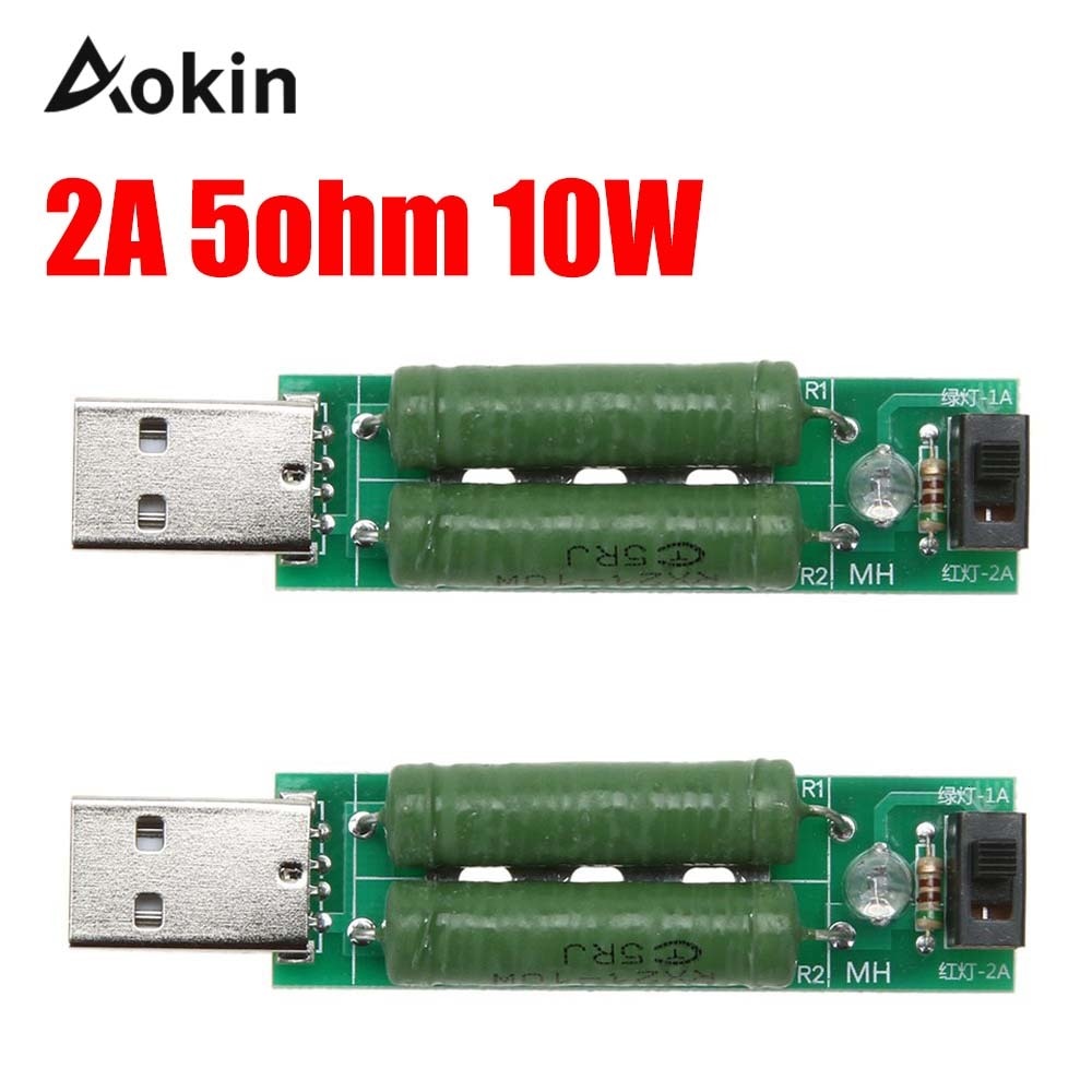 Mini USB resistance module Mobile Power Resistors Load Ageing 2A 1A with a 10 W 5R switch