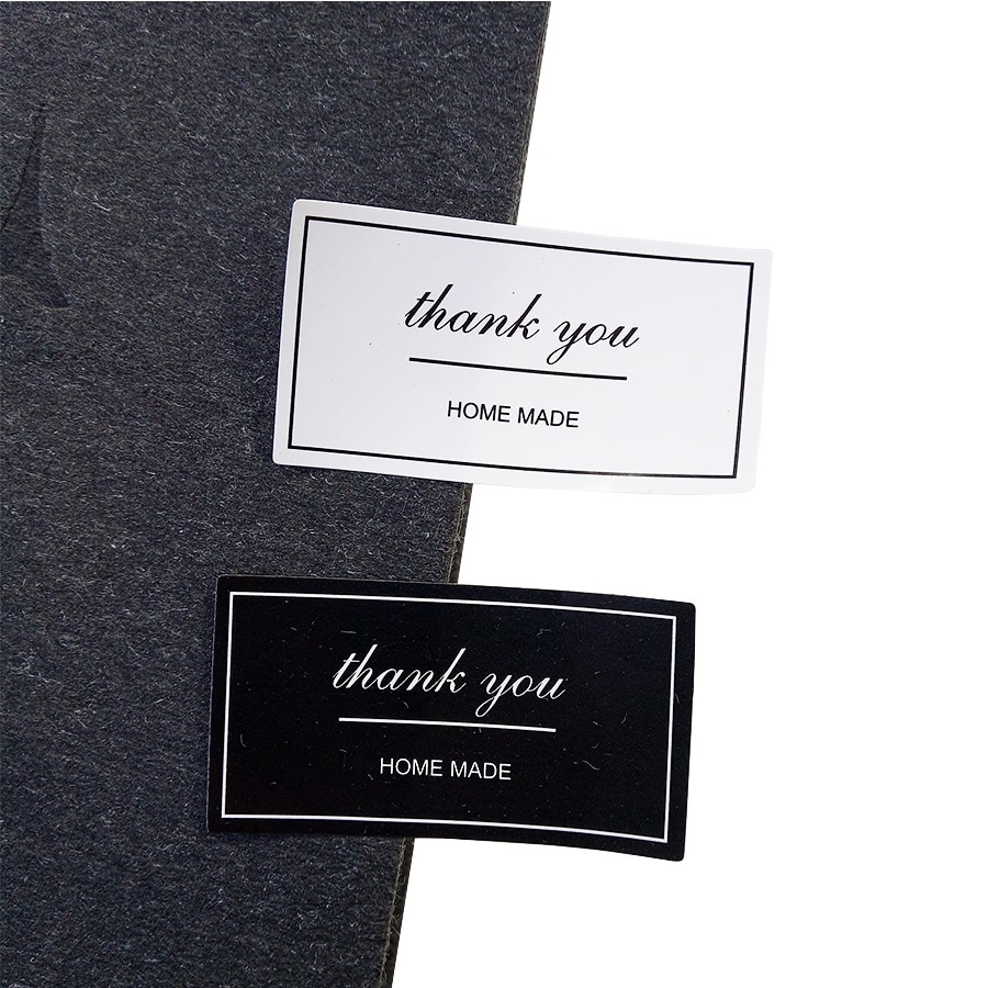 100pcs/lot Black And White 'Thank You' Rectangular Seal Sticker Gift Sticker For Homemade Bakery Packaging Decoration Label