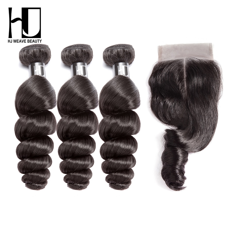 Queen Nala OneCut Hair Bundles With Closure P Brazilian Hair Weave Bundles Loose Wave Virgin Human Hair Extension