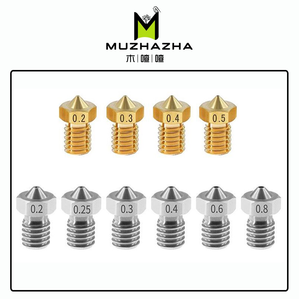 3D Printer Accessories V5 V6 Nozzle 1.75mm Nozzles 0.2 0.25 0.3 0.4 0.5mm for 1.75mm filamnet Full Metal E3D