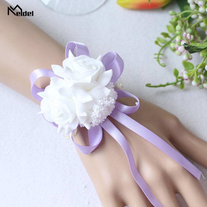 Wedding Wrist Corsage Bracelet Flowers Wedding Bracelet Bridesmaid Sisters Hand Flowers Ribbon Roses Artificial Wedding Planner
