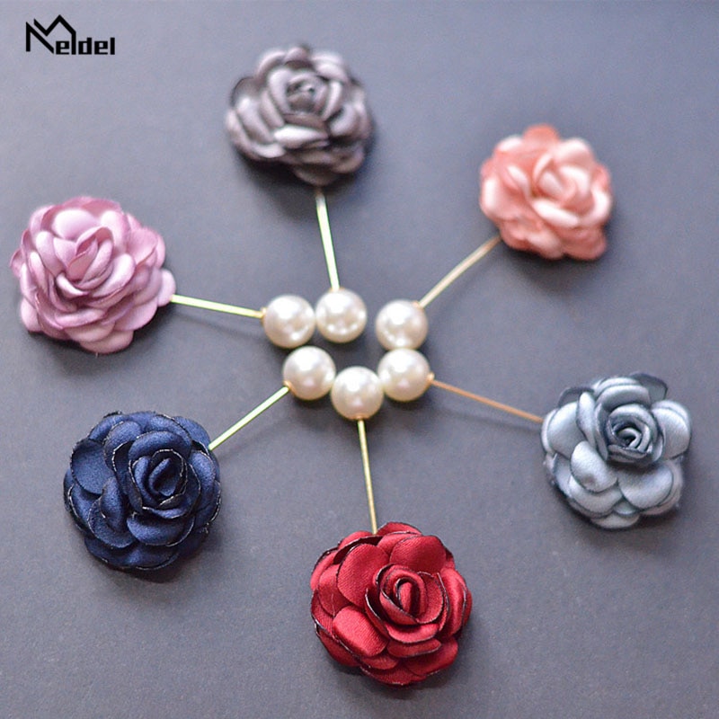 Meldel Women Brooch Corsages Wedding Pearl Groom Boutonniere Buttonhole Flowers Marriage Accessories Corsage Planner Supplies