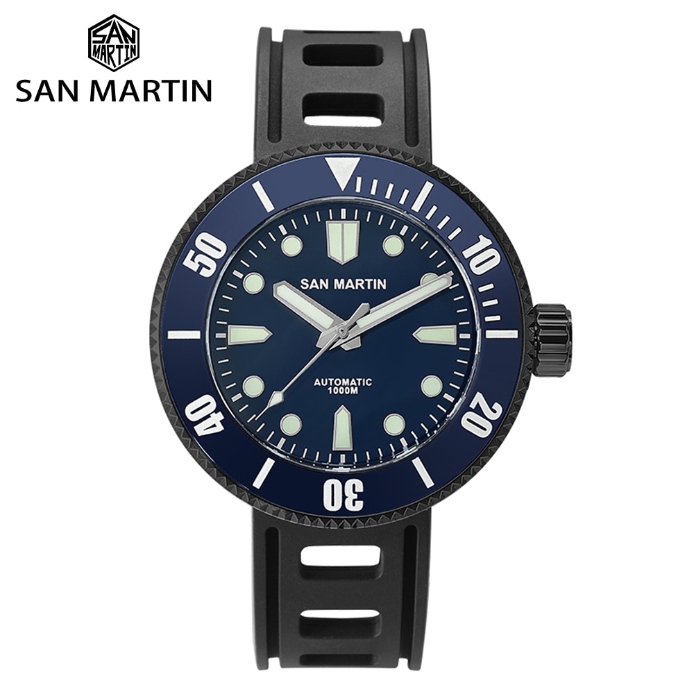 San Martin Diver Damascus Steel Watch Automatic Men Mechanical Watch SW200 1000M Water Resistant Ceramic Bezel Luminous