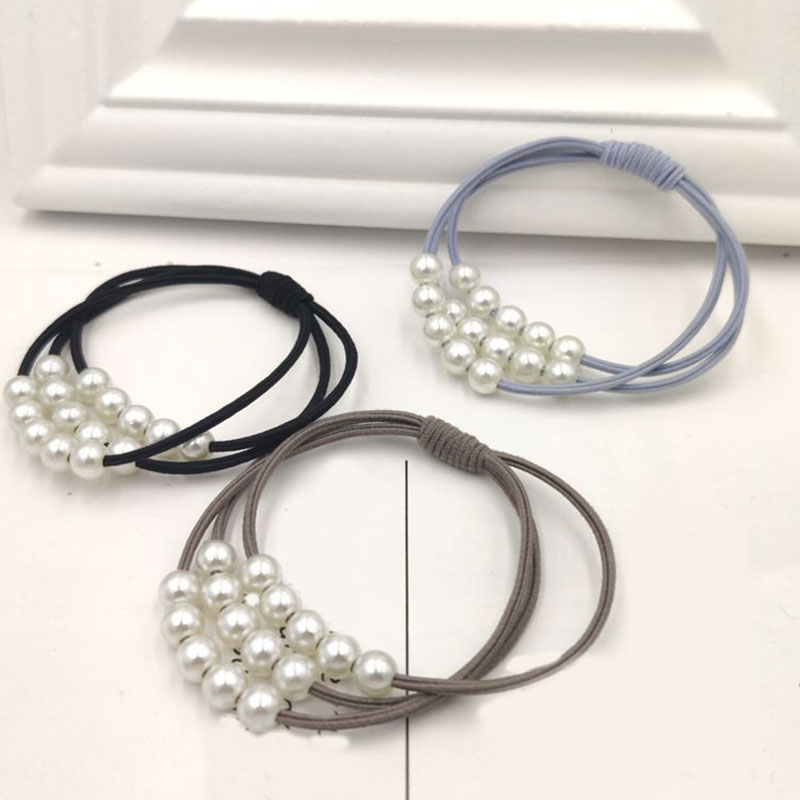 Hot Fashion Pearl High Elastic Hair Bands for Girls Multilayer Knot Hair Ring Ponytail Rubber Band Women Sweet Hair Accessories