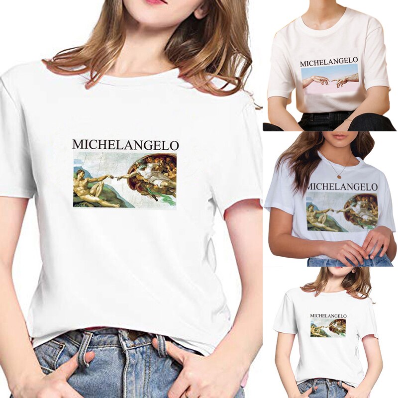 Michelangelo Sistina tshirt harajuku ulzzang tumblr t shirt women t-shirt kawaii t shirt femme womens t shirt