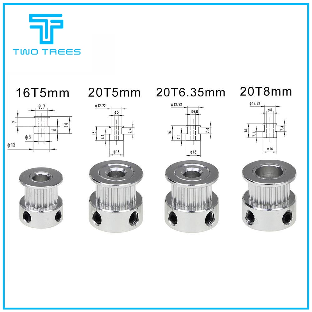 3D Printer parts 20 teeth GT2 Timing Pulley Bore 5mm 6.35mm 8mm for Width 6mm GT2 synchronous belt 2GT Belt 20teeth pulley