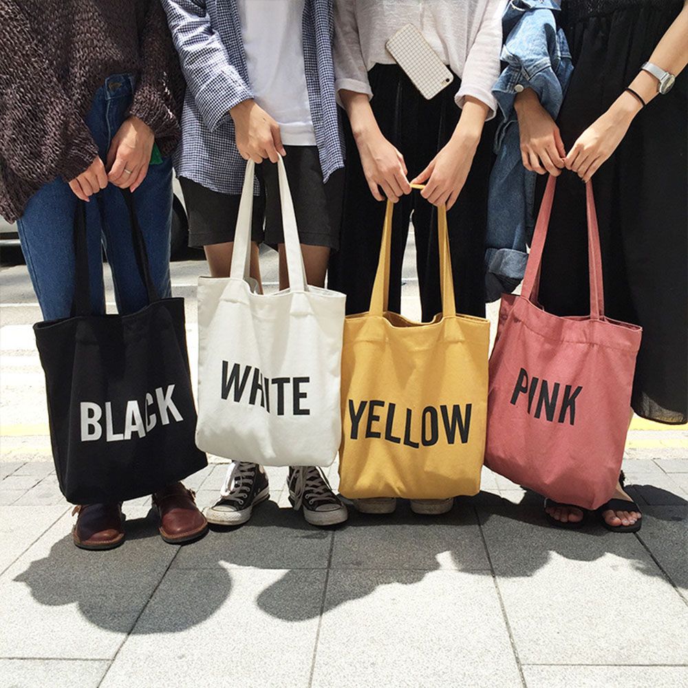 1pcs Women Canvas Tote Bag Fashion Shoulder Bag Letter Printing Shoulder Cloth Bags Ladies Duty Cotton Shopping Bags Hot Sale