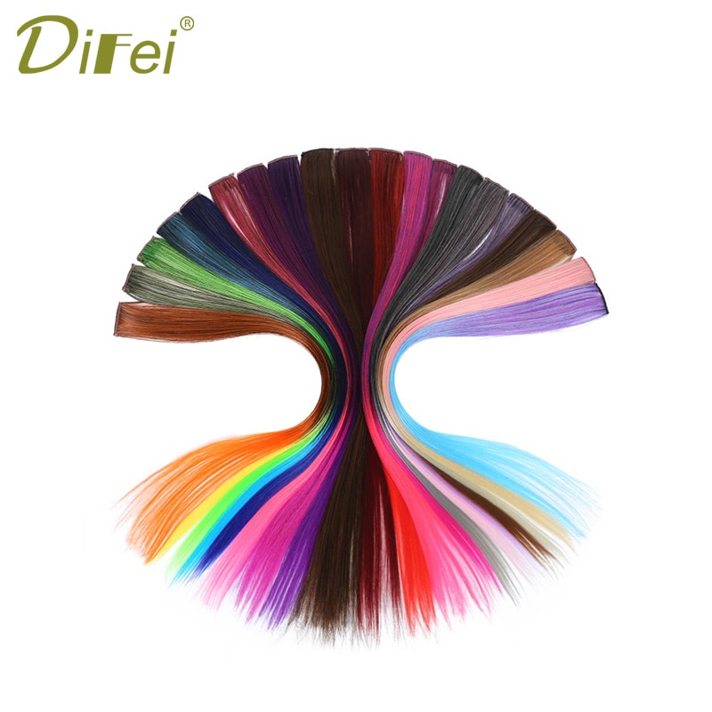 DIFEI 37 colors Long straight hair 1 Clip In one piece False Hairpieces Heat Resistant Synthetic Hair Extensions