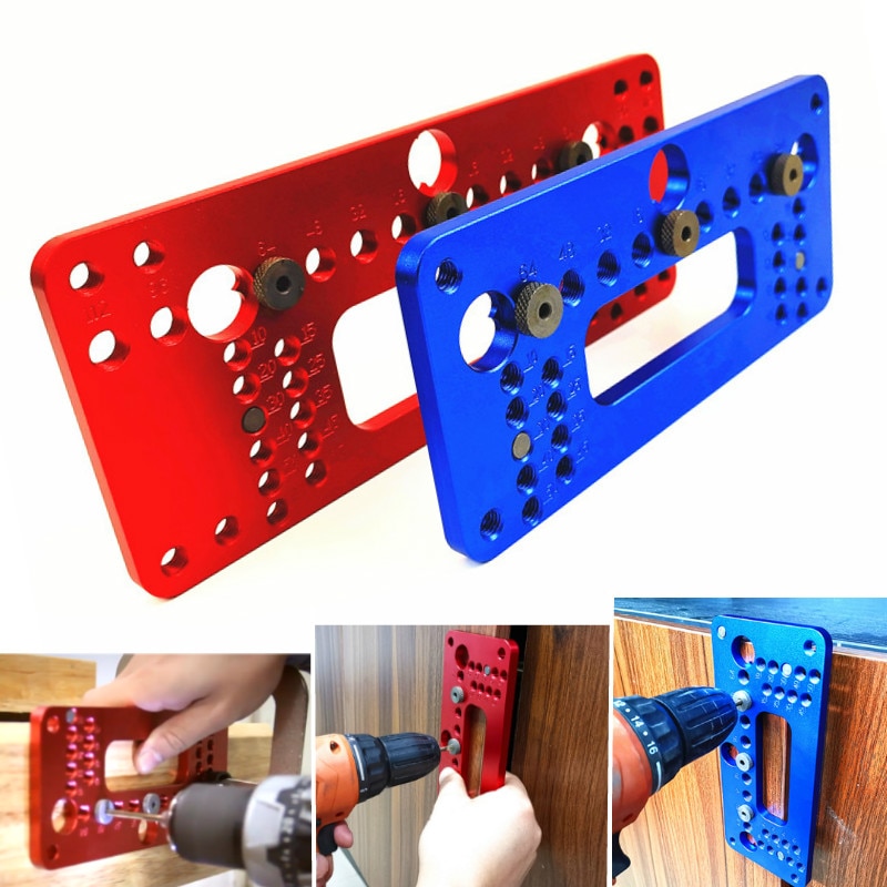 Hole Handle Pitch Punch Locator Woodworking Aluminum Alloy Pocket Jig Set Wardrobe Door Cabinet Positioner Drill Guide Sleeve