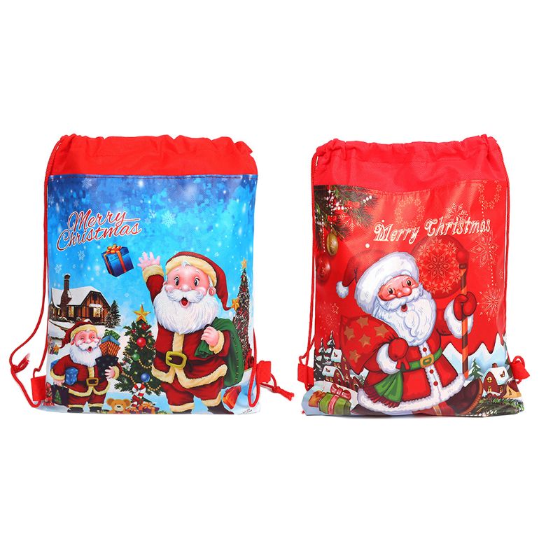 Merry Christmas/Santa Claus Theme Drawstring Gifts Bags Cinch Kids Favors Baby Backpack Happy Birthday Party