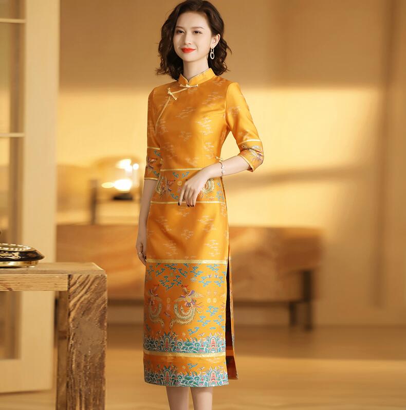 Modern New Aodai Cheongsam Young Chinese Female Vietnamese Authentic Show Modified Long-style 3 colors fashional Dress