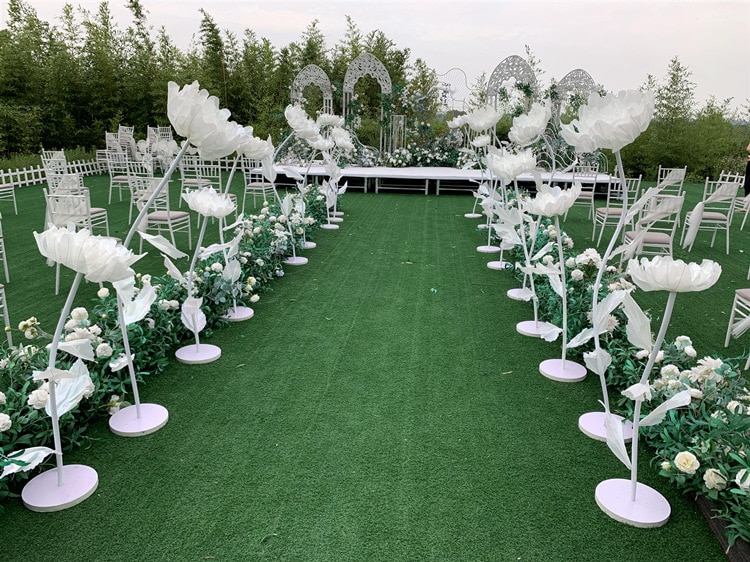 Artificial silk flower wedding road lead event grand stage outdoor party walkway aisle flower display stand shop window backdrop