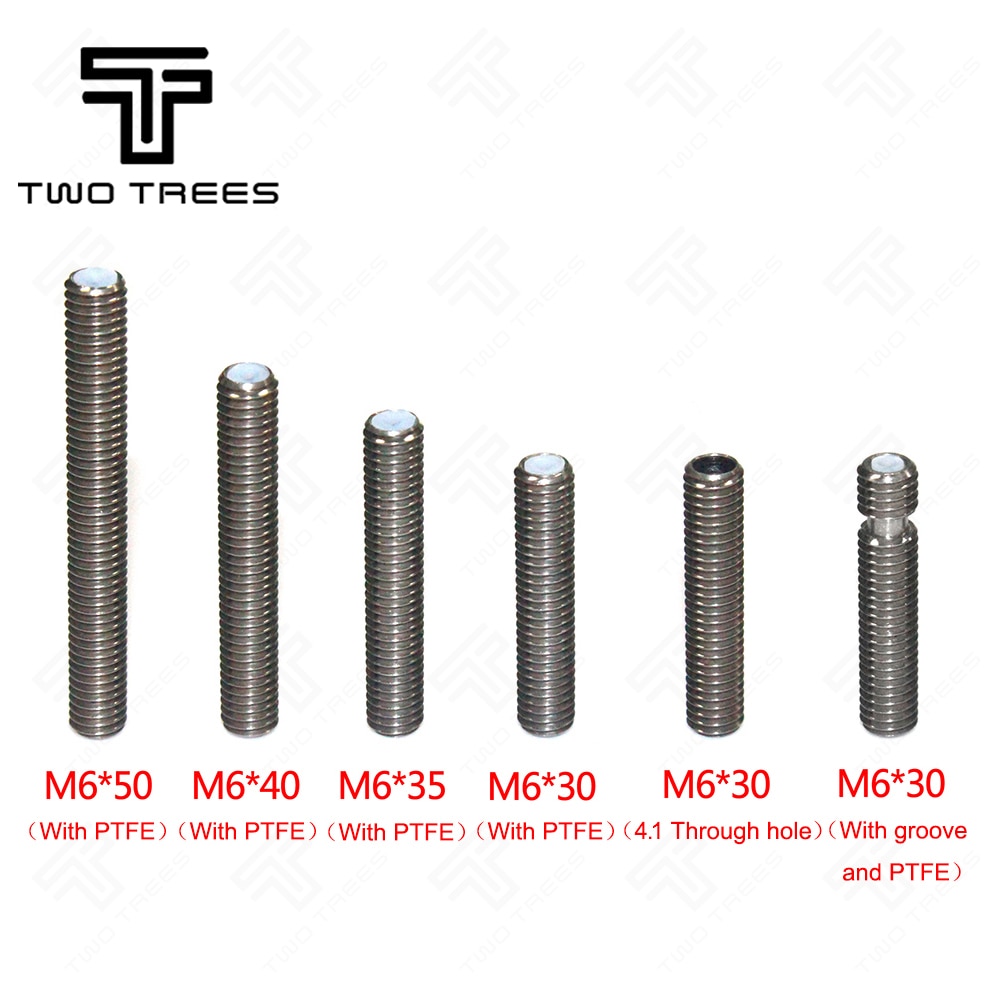 Threaded For MK8 MK9 1.75mm Filament 3D Printers Parts Tube Full Metal Part 4.1 Stainless Steel Hotend Throat Long M6 30mm 40mm