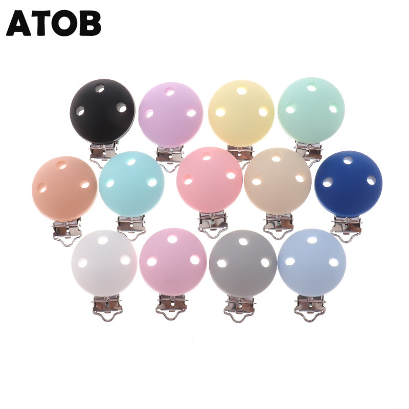 ATOB 10PCS Pacifier Clip Silicone Round Teether Clips DIY Baby Pacifier Dummy Chain Holder Soothing Pacifier Accessories