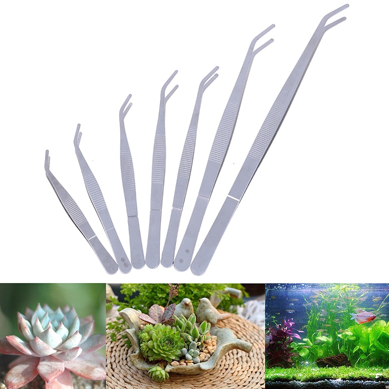 1PC 12.5cm/14cm/16cm/18cm/20cm/25cm/30cm Hot New Stainless Steel Elbow Tweezers Aquarium Clear Clip Tool Medical Repair Tools