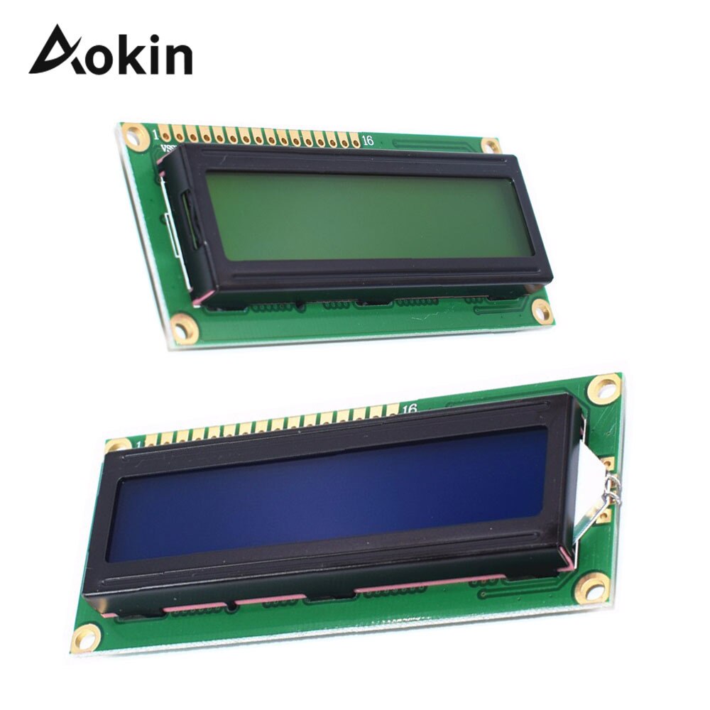 Aokin LCD1602 1602 Module Blue Green Screen 16x2 Character LCD Display Module HD44780 Controller Blue Black Light For Arduino