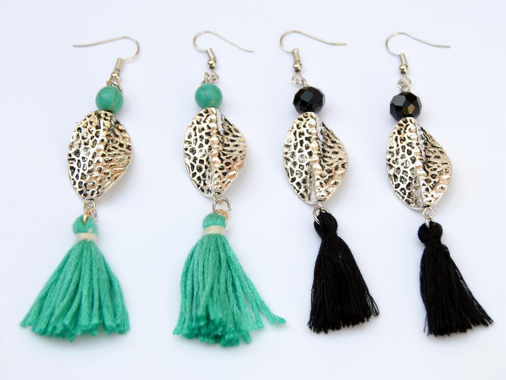 1Pair Bohemia Style Tassel Women Earrings Finding Colorful Beads Drop Pendientes Handcraft Jewelry E975/E976