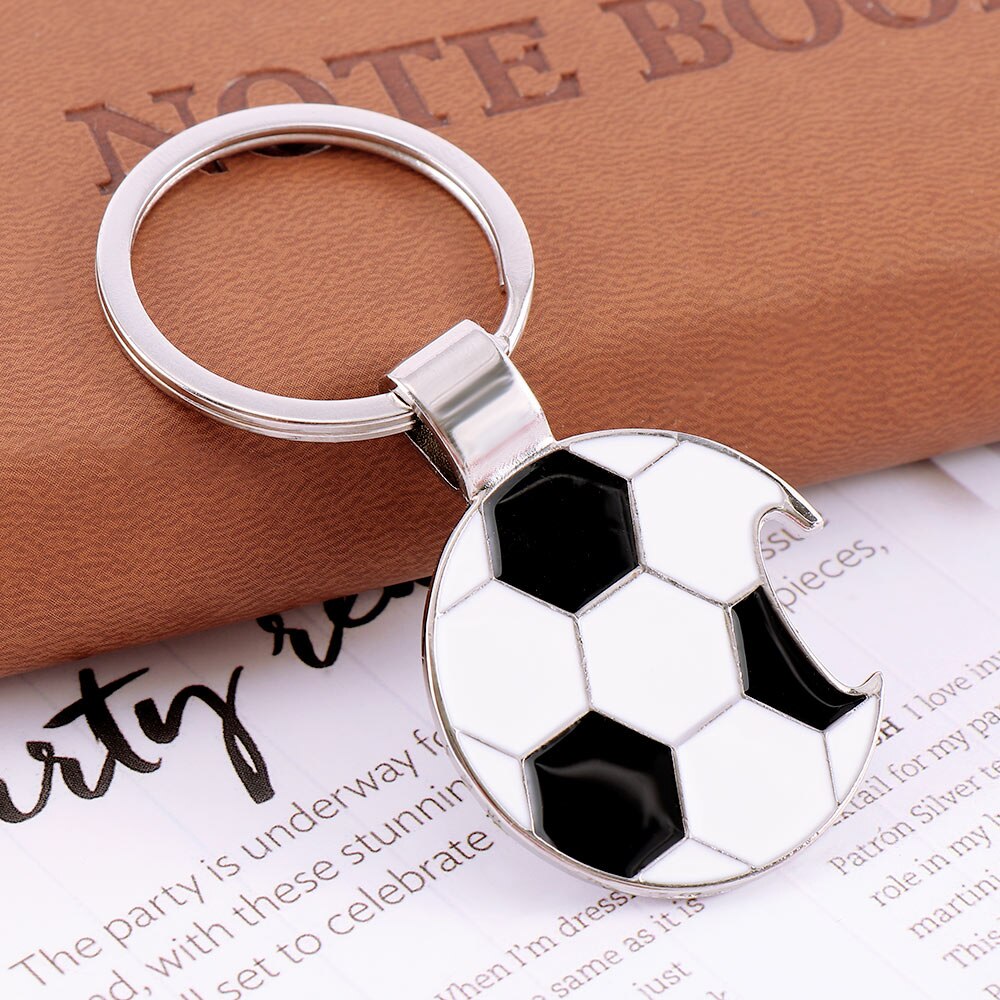 New Creative Football Bottle Opener Key Chains For Men Women Metal Alloy Pendant Keyring Jewelry Gift Car Bag Keyrings