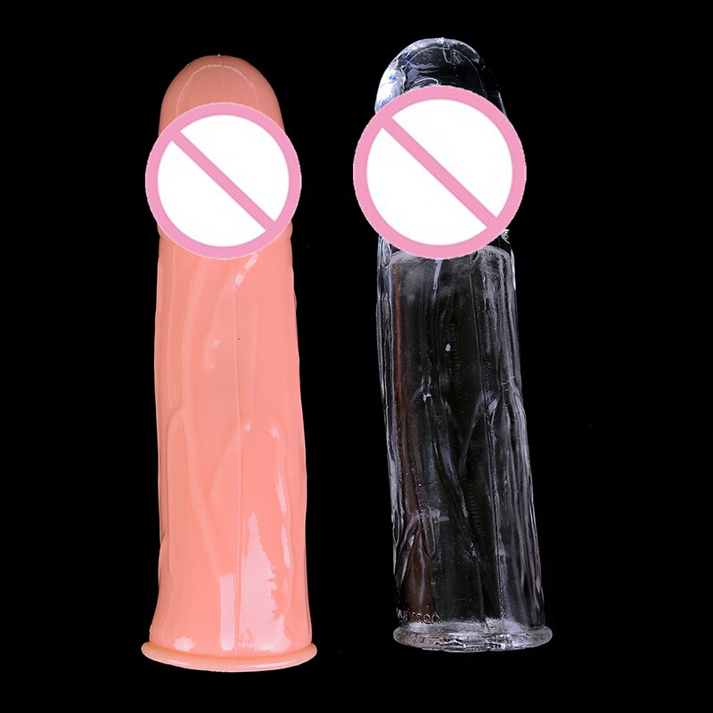 New Male Enlargement Extensions Condom Cock Ring Penis Sleeve Men Delay Spray Clit Massager Vibrating Cover Ring Body Jewelry