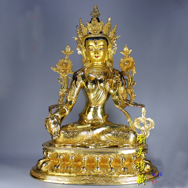 46CM huge large GOOD buddha Buddhist HOME Temple Nepal Tibet Buddhism gold gilding safe GOOD LUCK White Tara buddha brass statue