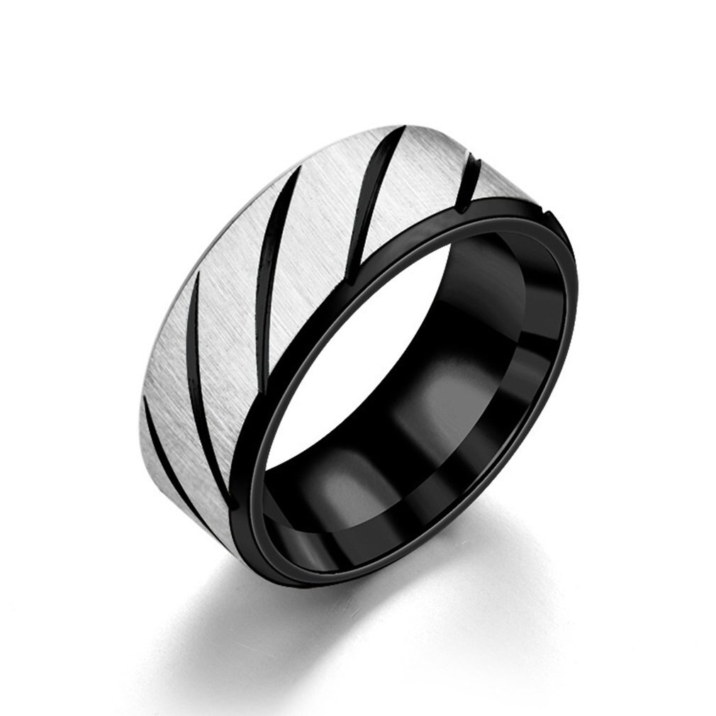 European and American fashion new simple inner arc double bevel pattern couple ring For Men And Women
