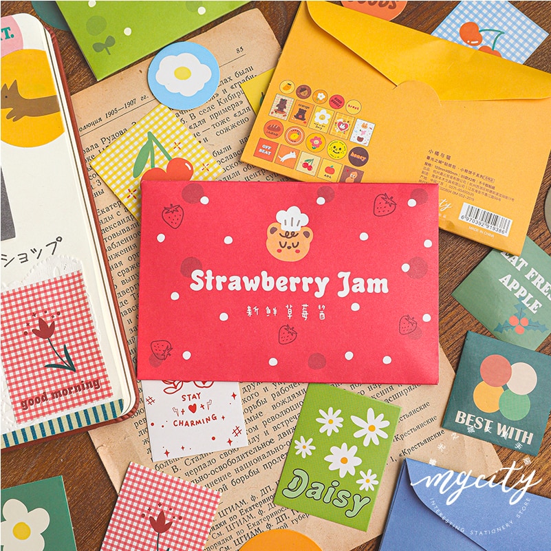 40 pcs Bear biscuit series Journal Decorative Stickers set Scrapbooking Stick Label Diary Stationery Album Cute envelope sticker