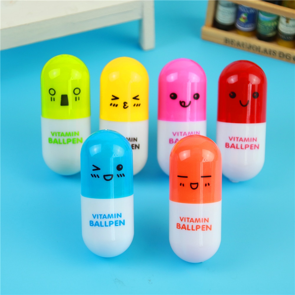 Cute Kawaii Capsule Creative Pills Ball Ballpoint Pens Ballpen For School Writing Supplies Stationery