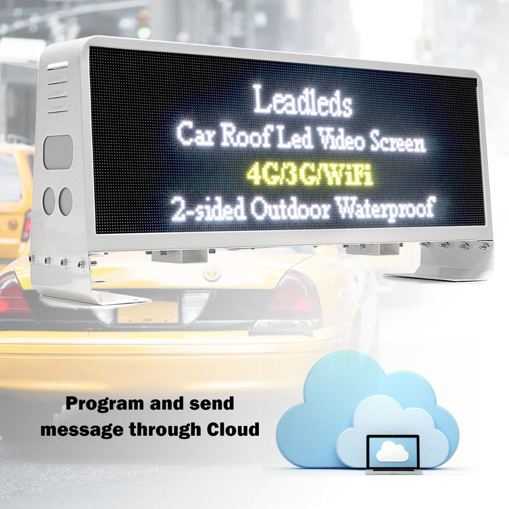 P5 double-sided taxi top LED full color video LED display waterproof wireless advertising LED sign size 96cm x 32cm