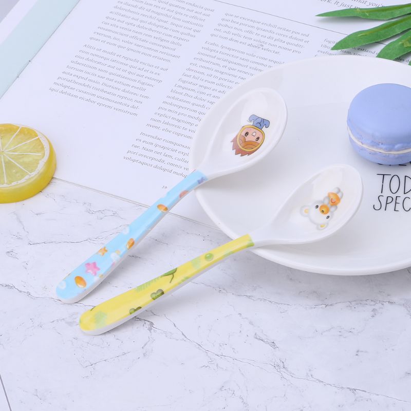 Baby Spoon Straight Head Feeding Training Cutlery Dishes Tableware Infant Children Kids Safe Feeder Learning Supplies