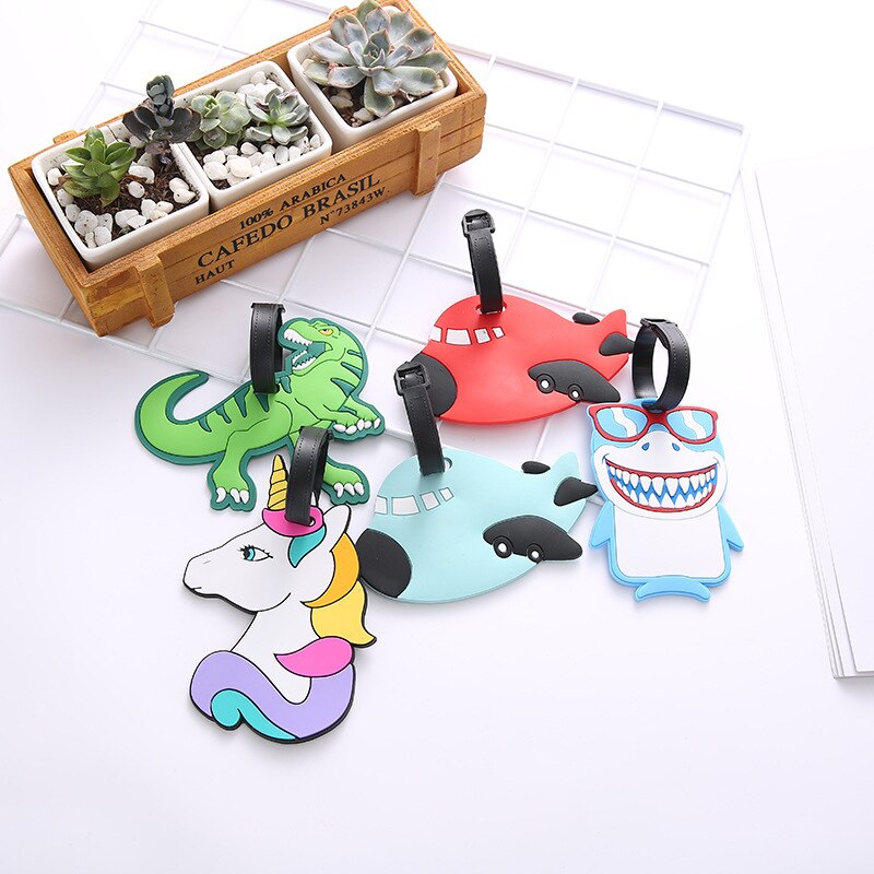 1PCS Luggage Tag Silicone Cartoon Cute Animal Suitcase Tags Name Address Holder Baggage Boarding Tags Label