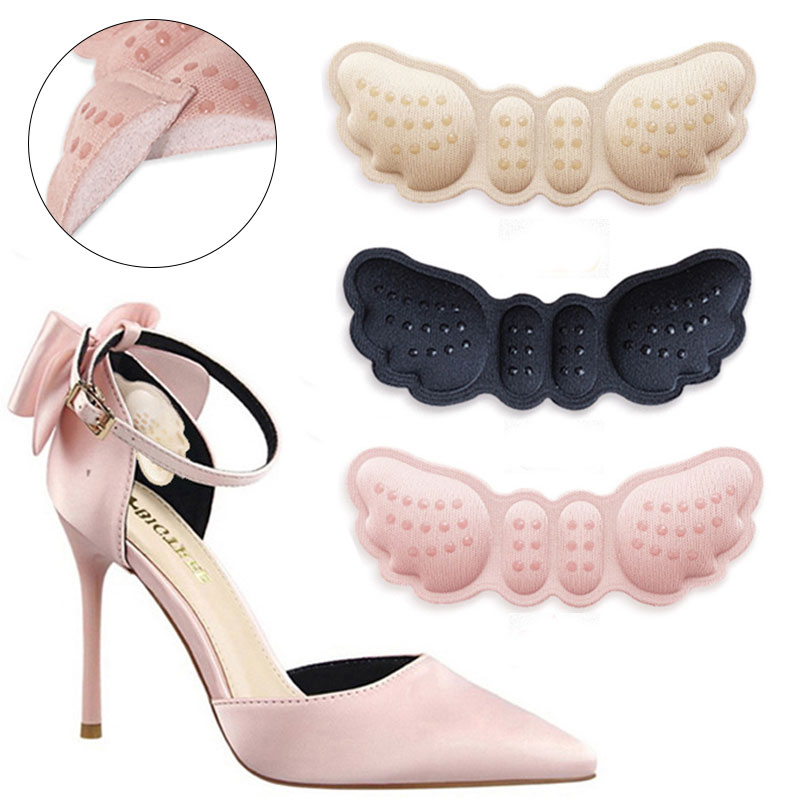 women Butterfly Shoe Heel Insoles Prevent Rubbing Heel Shoes Heel Stickers Adjustments The Shoes Length Shoe Heel Pad